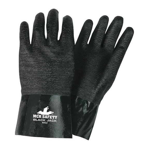 Mcr Safety Chemical Gloves,L,12 in. L,Blk,PK12 6932