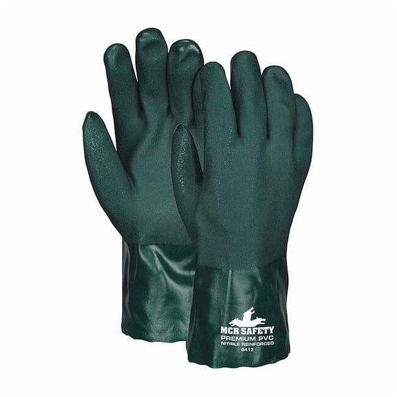 Mcr Safety Chemical Gloves,L,Green,Sandy,PVC,PK12 6412