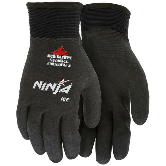 Ninja Ice N9690FCL Insulated Work Gloves, 15-Gauge Nylon Shell, Acrylic Terry Liner, Full HPT Coating, Wet/Dry Grip, Size L