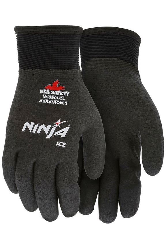 Ninja Ice N9690FCL Insulated Work Gloves, 15-Gauge Nylon Shell, Acrylic Terry Liner, Full HPT Coating, Wet/Dry Grip, Size L