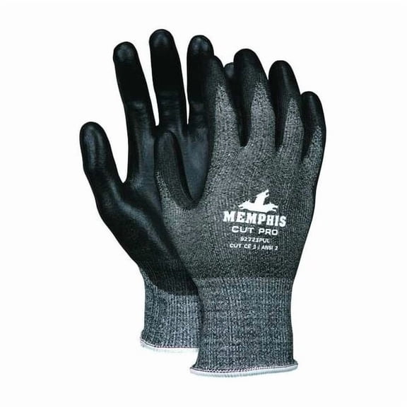 Cut-Resistant Coated Gloves, Cut Level A2 ,Dipped ,Polyurethane ,Smooth ,S 1 PR 92723PUS
