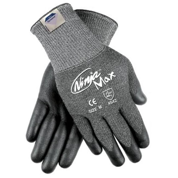 Memphis X-Large Ninja Max 10 Gauge Cut Resistant Black DSM Dyneema Bi-Polymer Palm And Fingertip Coated Work Gloves With Knit Wrist
