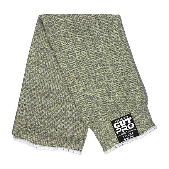 Cut-Resistant Sleeve: ANSI/ISEA Cut Level A6, Thumbhole, 18 in Length, Green, Knit Cuff
