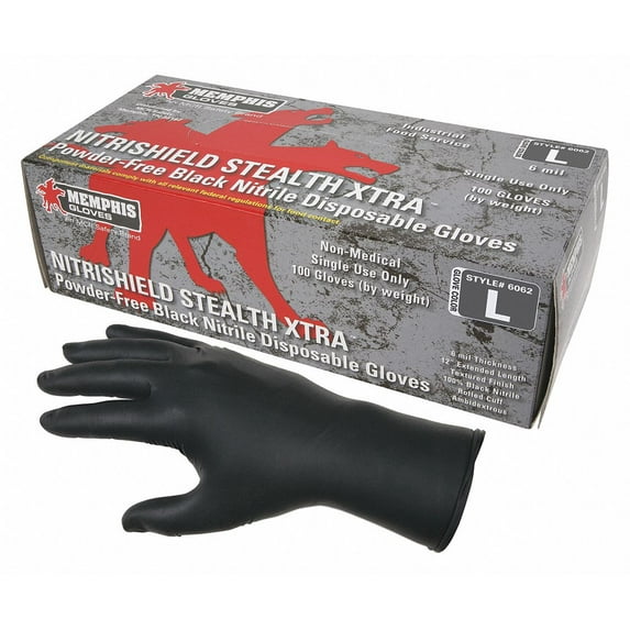 Mcr Safety Disposable Gloves,Nitrile,L,PK100 6062L