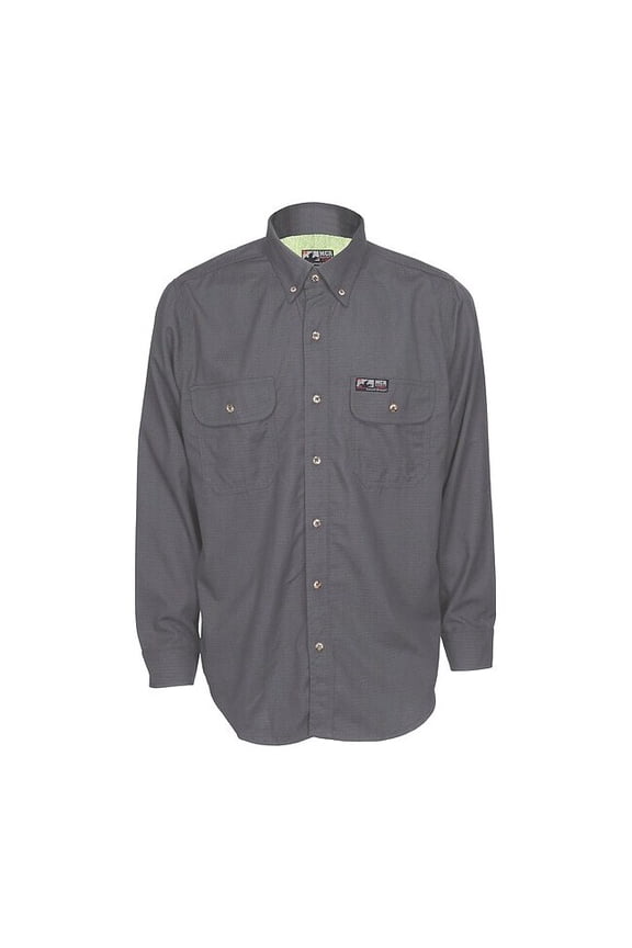 Men's Flame-Resistant Collared Shirt, 8.9 cal/sq cm, L, Inherent Blend and Treated Cotton