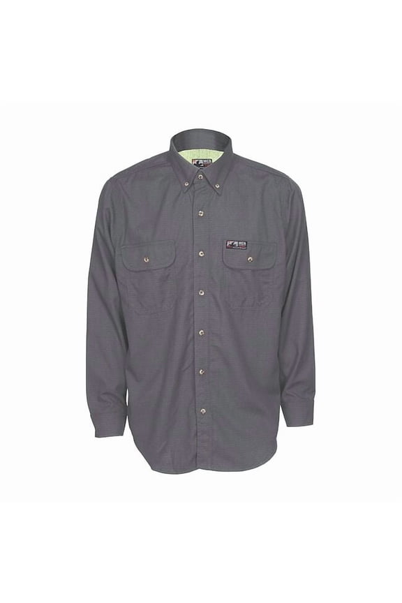 Men's Flame-Resistant Collared Shirt, 8.9 cal/sq cm, L, Inherent Blend and Treated Cotton