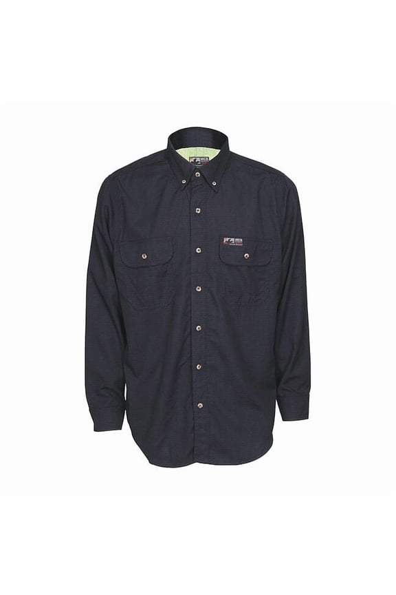 Men's Flame-Resistant Collared Shirt, 8.9 cal/sq cm, L, Inherent Blend and Treated Cotton