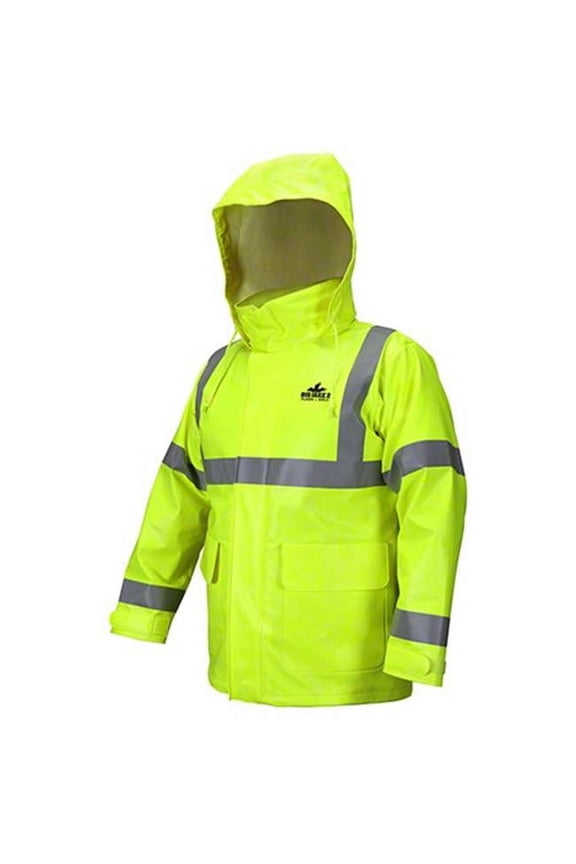 Flame Resistant Rain Jacket, 11 cal/sq cm, L, 11 oz PVC, Snaps, Zipper Closure