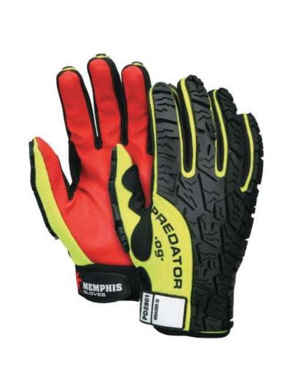 Predator Multi-Task Hi-Vis Mechanics Gloves, Polyurethane Coated Synthetic Palm, Spandex Back, XL