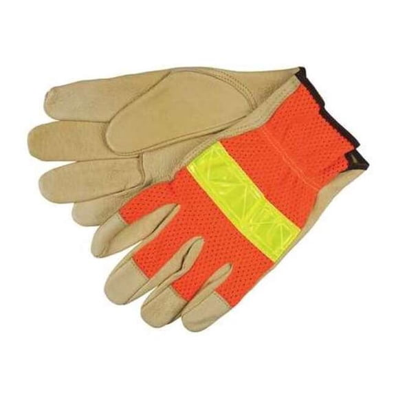 Mcr Safety Leather Gloves,Beige,L,PR 34111L