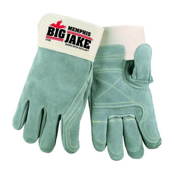 Mcr Safety Leather Gloves,Gray,L,PR  1735L