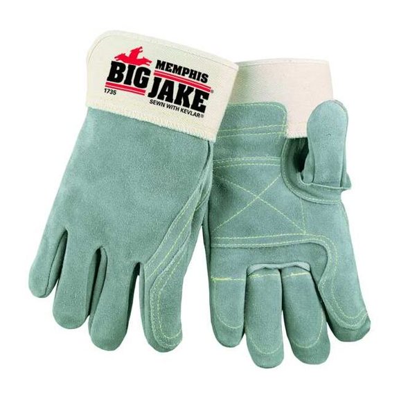 Mcr Safety Leather Gloves,Gray,M,PR 1735M