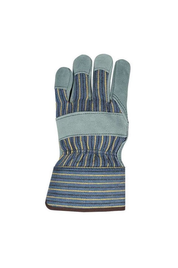 Leather Gloves, Cotton, Safety Cuff, Wing Thumb, Blue, L 1400LH