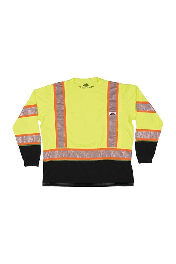 Long Sleeve T-Shirt, 3, R, Polyester, Green, 4XL FFLTC3SLX4