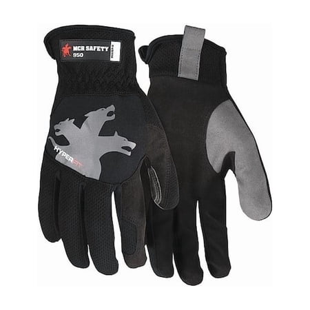 950 Mechanics Gloves, Synthetic Leather Palm, Spandex Back, S, Black/Gray 950S