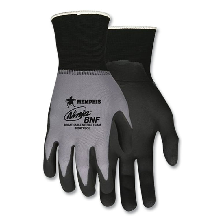 Ninja Nitrile Coating Nylon/Spandex Gloves, Black/Gray, Large, Dozen Ninja Nitrile Coating Nylon/Spandex Gloves, Black/Gray, Large, Dozen