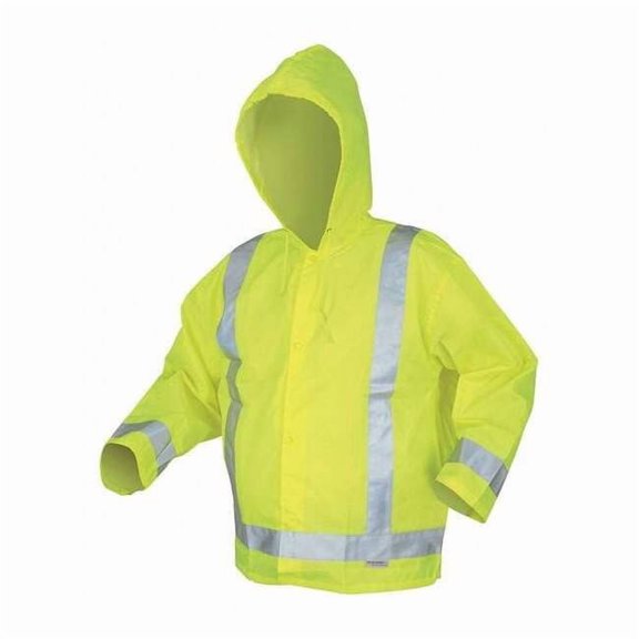 Mcr Safety Hi-Vis Rain Jacket, Polyurethane, Class 3 Lime, XL 500RJHXL