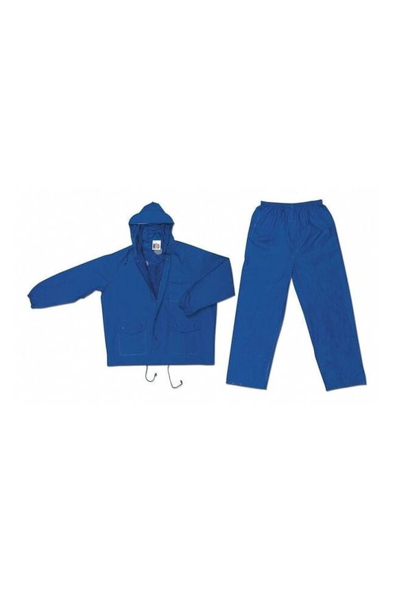 2-Piece Rainsuit, PVC, 0.18 mil Thick, Attached, Blue, 3XL 7032X3