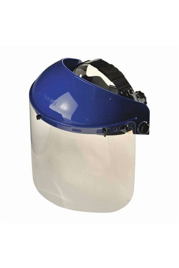 Ratchet Face Shield Assembly, PETG, Uncoated, Clear Visor, Blue, 8 in Visor Height 9TZ55