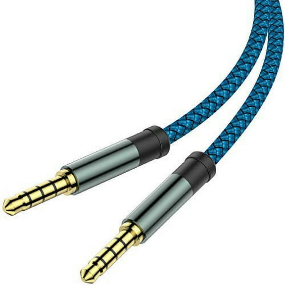 Mcsper 2 Pack Trrs 3.5Mm Audio Cable, 5Ft Mcsper 4-Conductor (4 Pole) With Mic[Microphone Compatible] Nylon Braided Aux Cord Compatible Car Home Stereos,Speaker,Headphones,Sony(Blue) Electronic_Cable