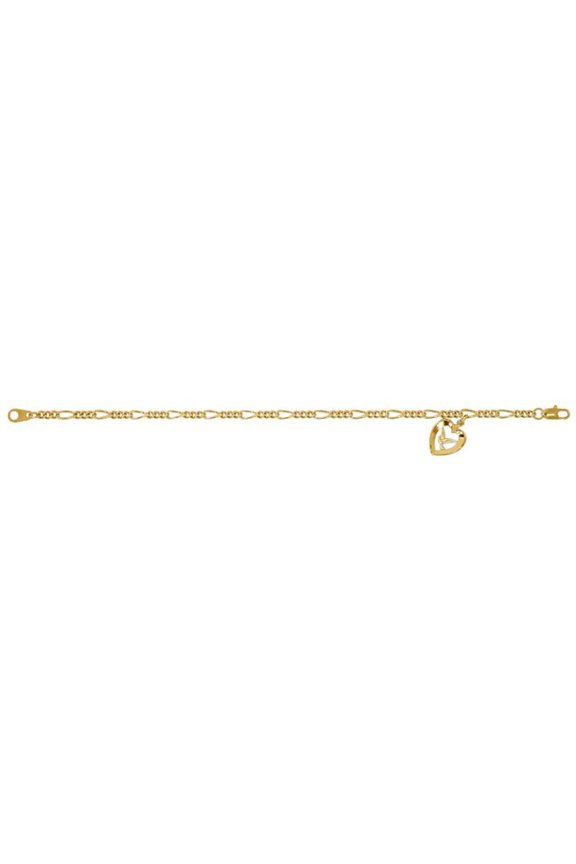 BR98 7.5 in. Gold Tone Figaro Holy Spiri Bracelet - Deluxe Boxed