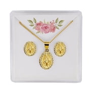 Mcvan Gold Tone Cry Miraculous Earrings & Pendant Set - Boxed