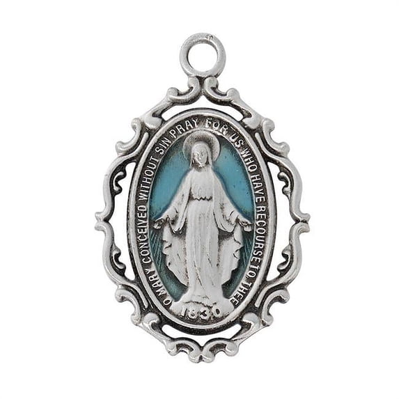 Mcvan L846 18 in. Miraculous Medal Boxed Pendant, Silver