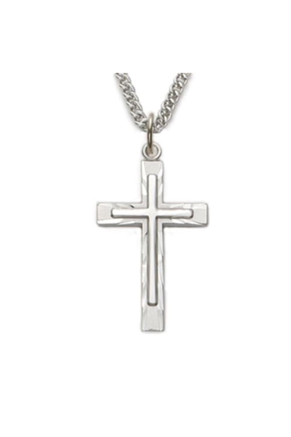 L9221 24 in. Chain Sterling Silver Cross Over Cross Boxed