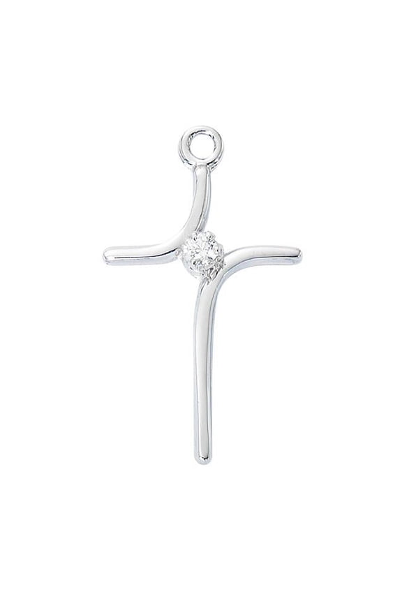 L9234 18 in. Chain Sterling Silver Curved Cross