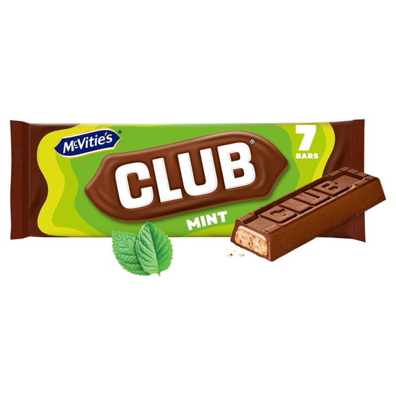 Mcvitie's Club Mint Biscuit Bars 7X22G, Imported from Britain