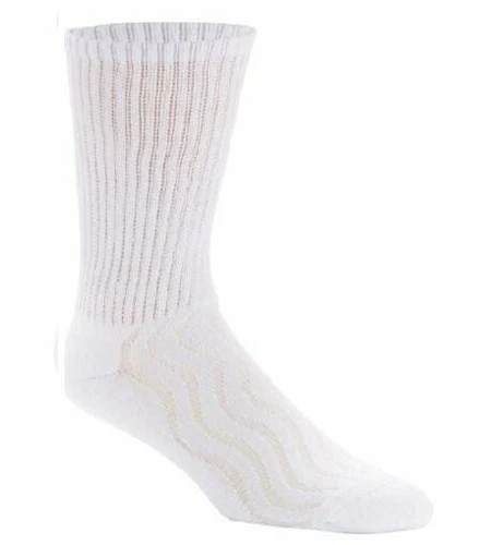 GROSSYGLOW Md Diabetic Seamless Toe Crew Socks Large White Unisex One Pair 2 Pack