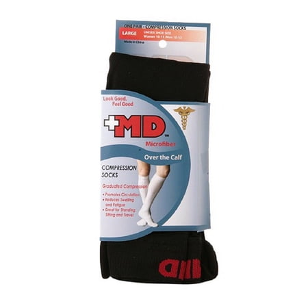 Md Microfiber Over The Calf Compression Socks Black, Large - 1 Pr, 3 Pack