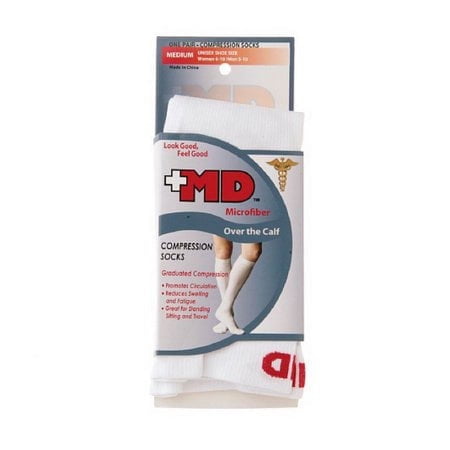 Md Microfiber Over The Calf Compression Socks White, Medium (Pack of 24)