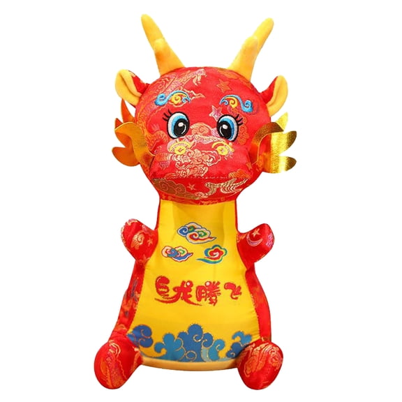 Mdesiwest Spring Festival Decoration Kawaii Cartoon Dragon Plush Toy Year of 2024 Mascot Ornament Soft Stuffed Pillow Chinese Zodiac Dragon Kids New Year Gift