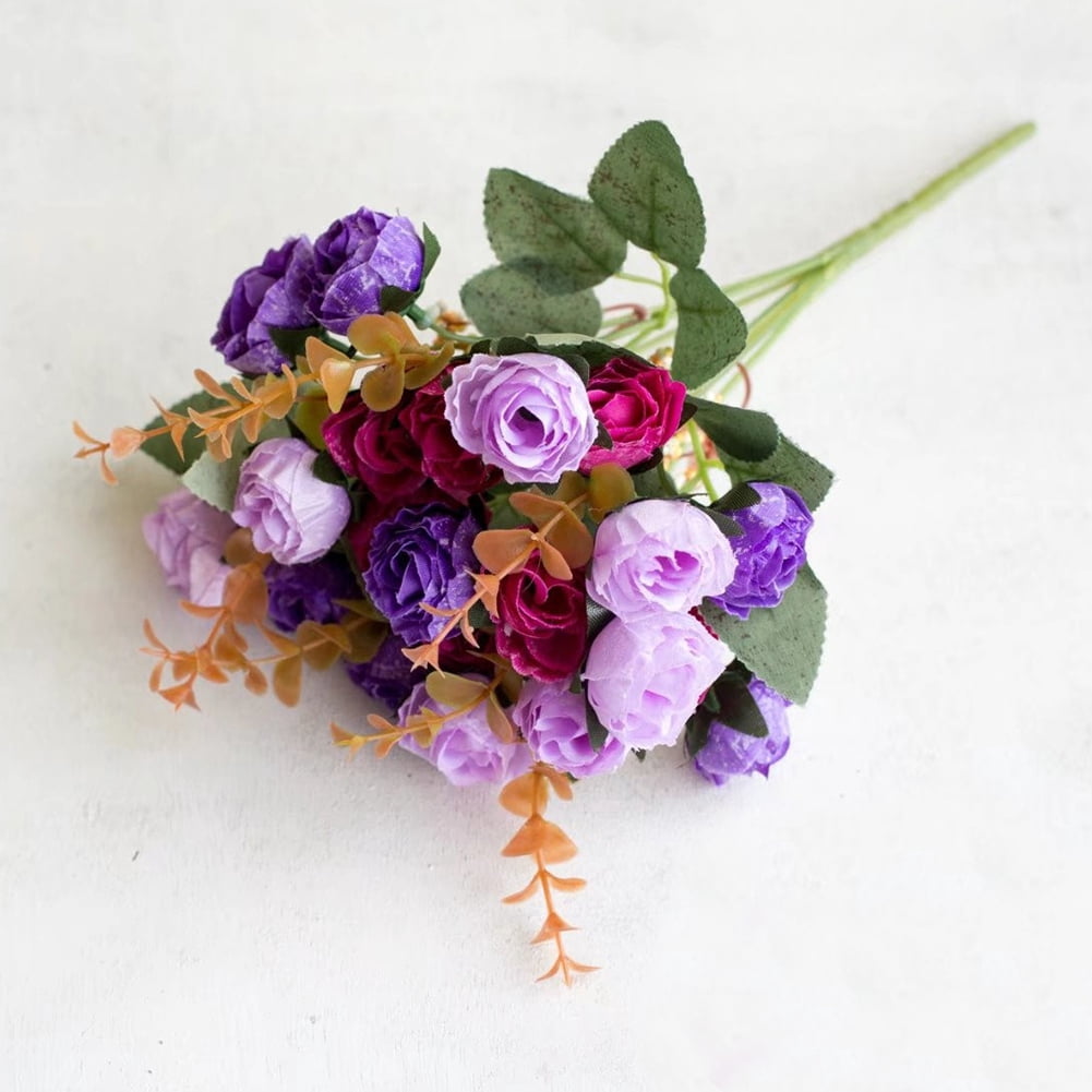 Mdesiwst 1 Bouquet 21 Heads Artificial Plastic Rose Flower Plant Home ...