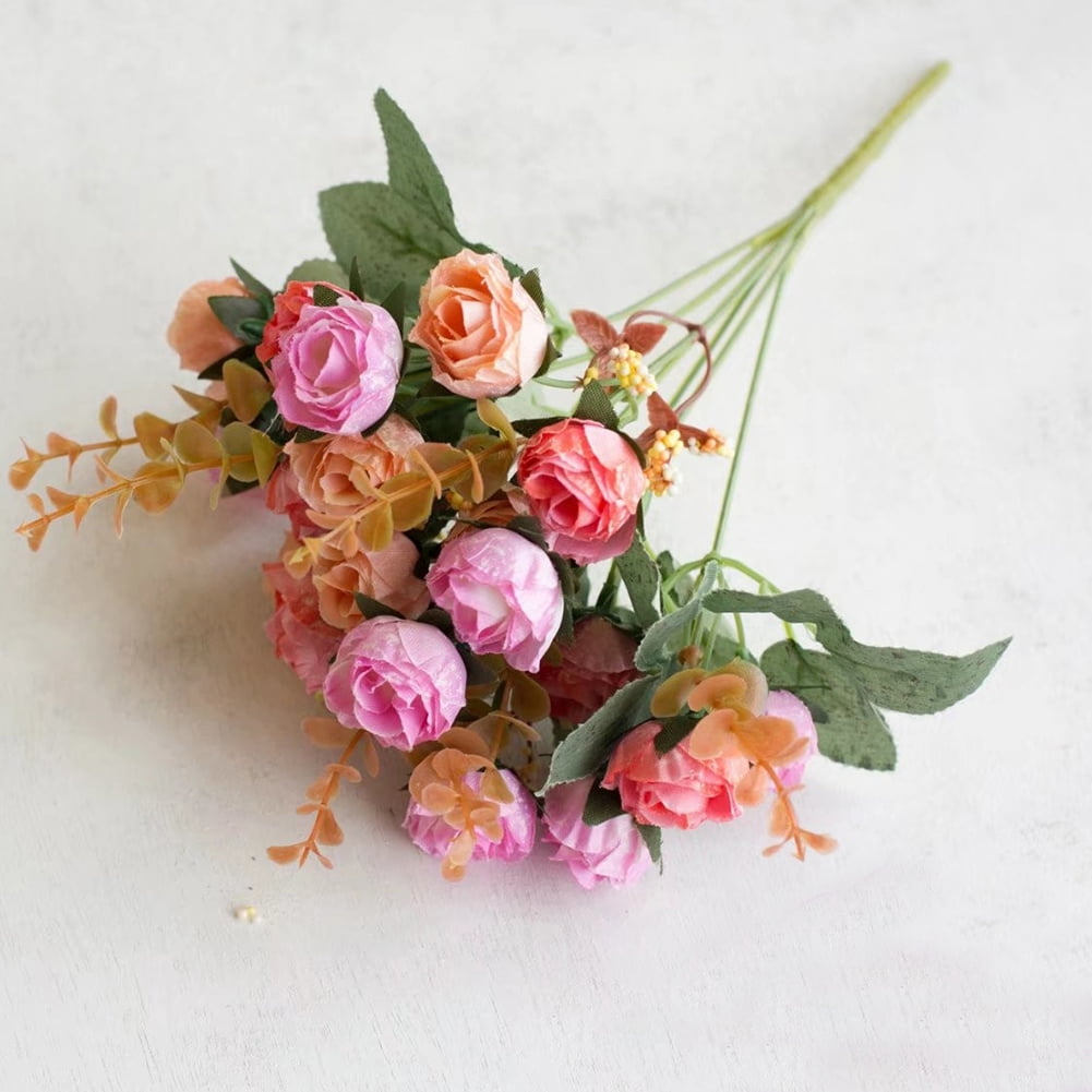 Mdesiwst 1 Bouquet 21 Heads Artificial Plastic Rose Flower Plant Home ...