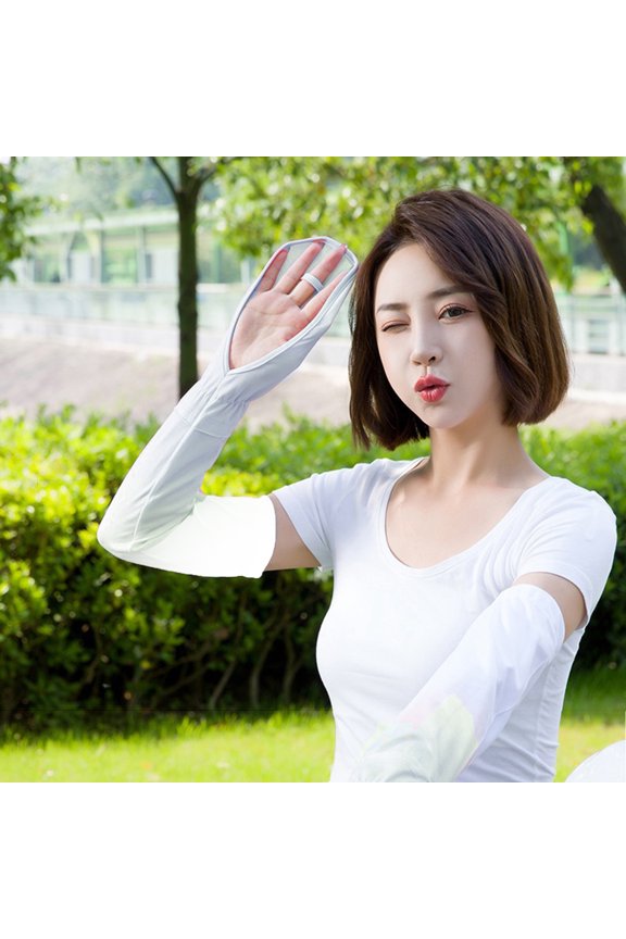 1 Pair Summer Cycling Arm Sleeves Breathable Quick Dry High Elasticity Solid Color Sweat Absorption Sunscreen Ice Silk Sun Protection Women Arm Wrap Camping Stuff