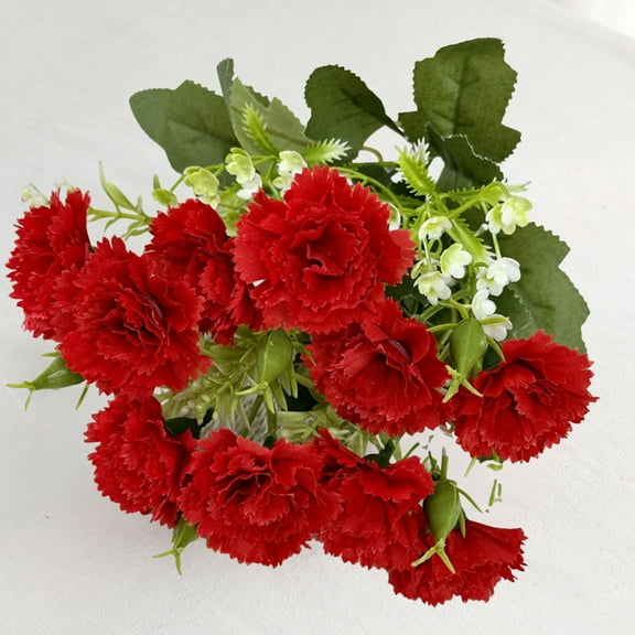 Mdesiwst 10 Head Artificial Carnation Flower with Stem Home Office Table Centerpiece Wedding Faux Flower Branch Floral Arrangement Decoration