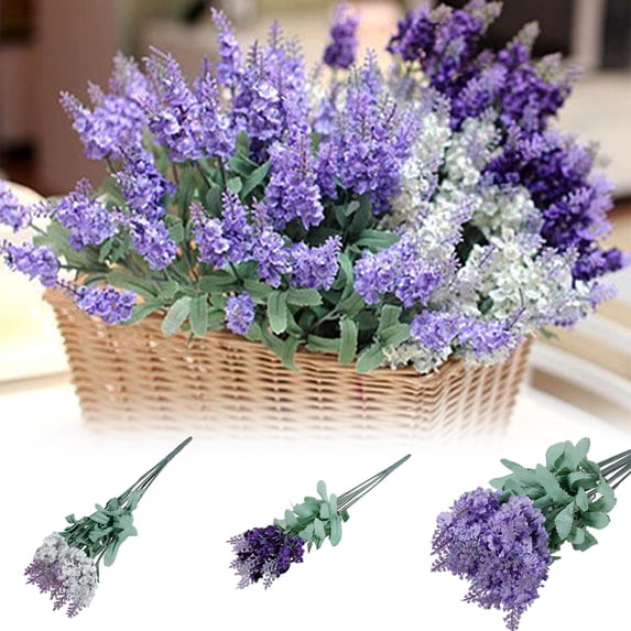 Mdesiwst 10 Heads Artificial Lavender Silk Flower Wedding Home Party DIY Decor