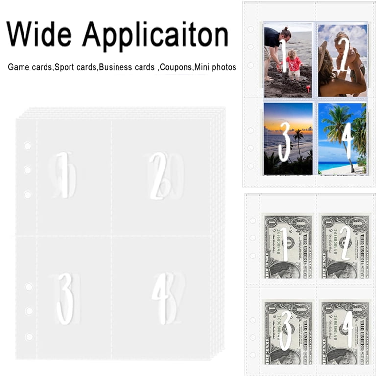 Mdesiwst 100 Pockets 6 Ring A5 Binder Sleeves, Photocard Sleeves Page  Protector,Ultra-Clear Trading Card Sleeve Sheets