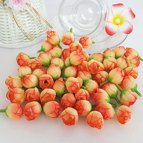 Mdesiwst 100Pcs Artificial Flowers Wedding Background Decorative,Rose Buds Fake Flowers Heads for Opera Accessories