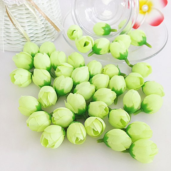Mdesiwst 100Pcs Artificial Flowers Wedding Background Decorative,Rose Buds Fake Flowers Heads for Opera Accessories