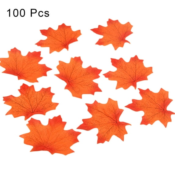 Mdesiwst 100Pcs Fall Fake Silk Leaves Wedding Favor Autumn Maple Leaf Wedding Decoration