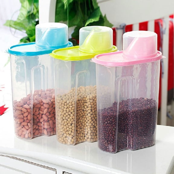 Mdesiwst 2.5L Large Rice Cereal Bean Dry Food Storage Dispenser Container Lid Sealed Box