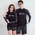 thumbnail image 1 of Mdesiwst 2 Pcs/Set Unisex Swimsuit Quick-drying Breathable Soft Leaf Print O Neck Long Sleeves Couple Surfing Clothes Diving Bathing Suit Water Sport Swimwear, 1 of 7