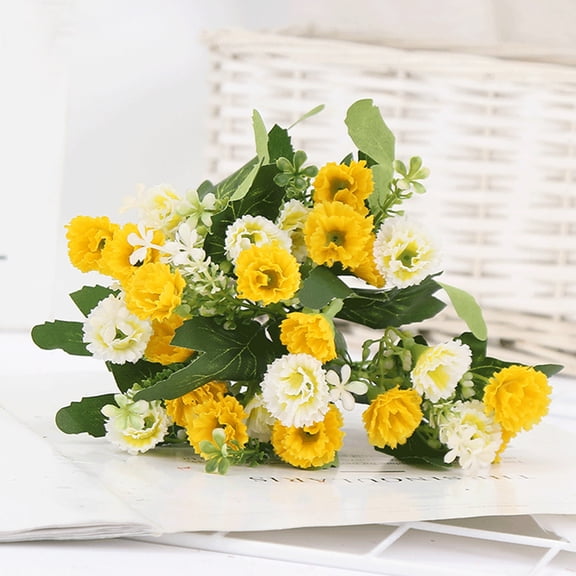 Mdesiwst 25 Heads Artificial Carnation with Leaf Fake Plants Blossom Silk Carnation Flower for Wedding Home Decoration