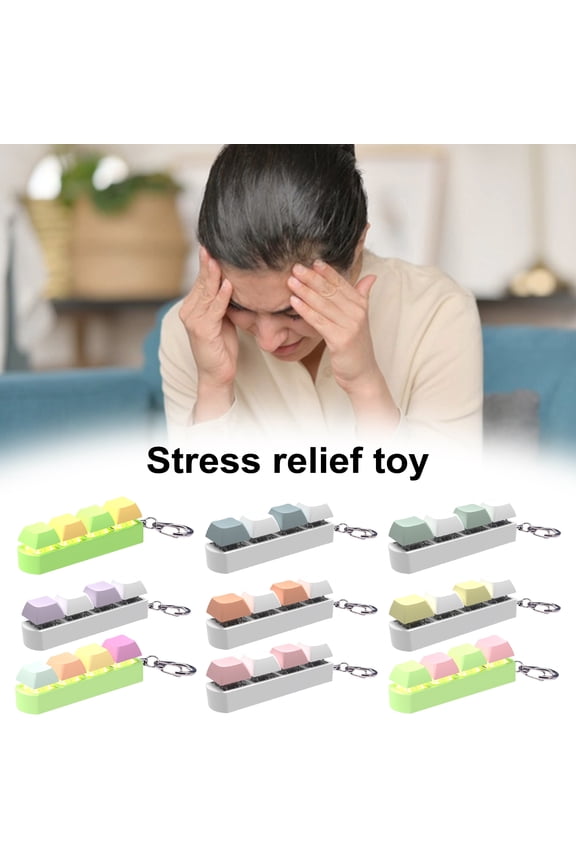 4-Buttons Keycap Fidget Toy with Sound Light Portable Stress Relief Mechanical Keyboard Keycap Clicking Sensory Toy Keychain Pendant Kids Adults Gift
