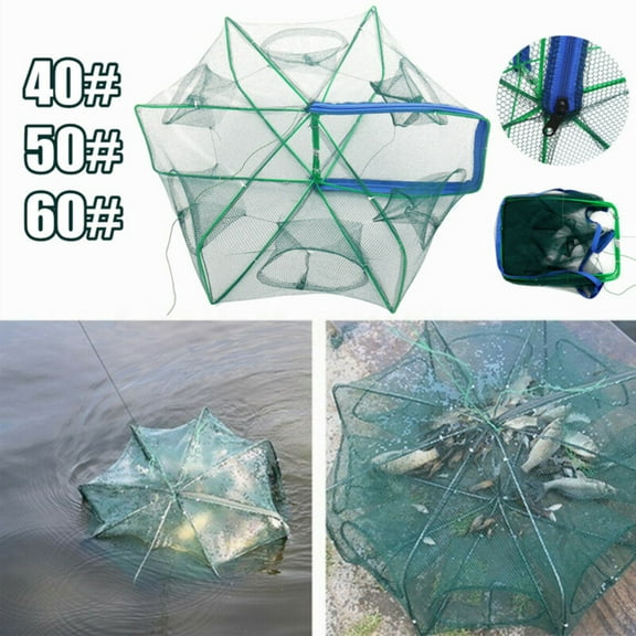 Mdesiwst 40/50/60cm Nylon 6 Holes Full Automatic Shrimp Lobster Crab Fishing Net Trap