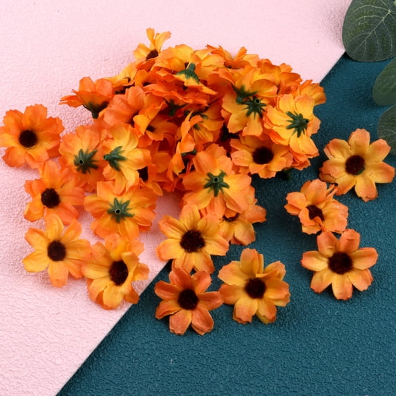 Mdesiwst 50Pcs 3.5CM Artificial Flower Head Double Layers Fake Flower,Multicolor Faux Silk Flower DIY Crafts Bouquet Home Wedding Decoration