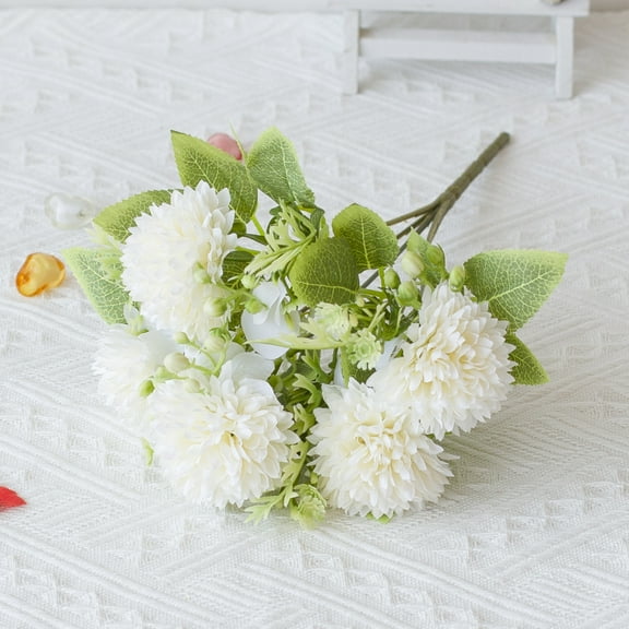 Mdesiwst Artificial Flowers Ball Chrysanthemum Bouquet Faux Silk Flowers Decor for Home Wedding Office